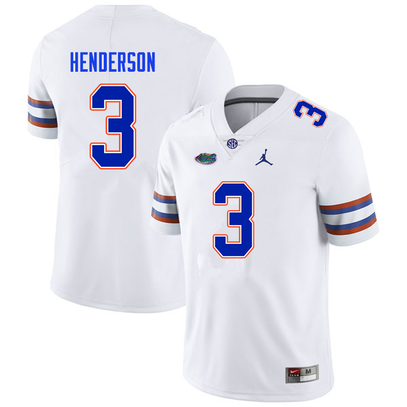 Men #3 Xzavier Henderson Florida Gators College Football Jerseys Sale-White